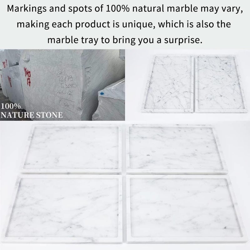 Future stone 100% Natural Marble Serving Tray Luxury Marble Storage Tray for Home Decor Stone Tray for Bathroom/Kitchen/Vanity/Dresser,Plate Holder for Tissues, Candles, Towel - Image 4